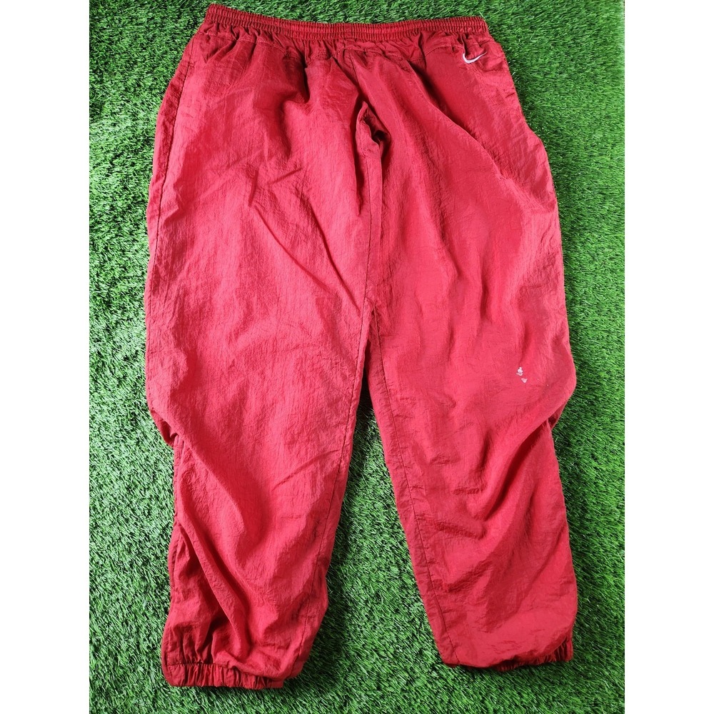 Nike Track Pants Mens L Red Elastic Waist Lightweight Zip Hem Joggers Pockets